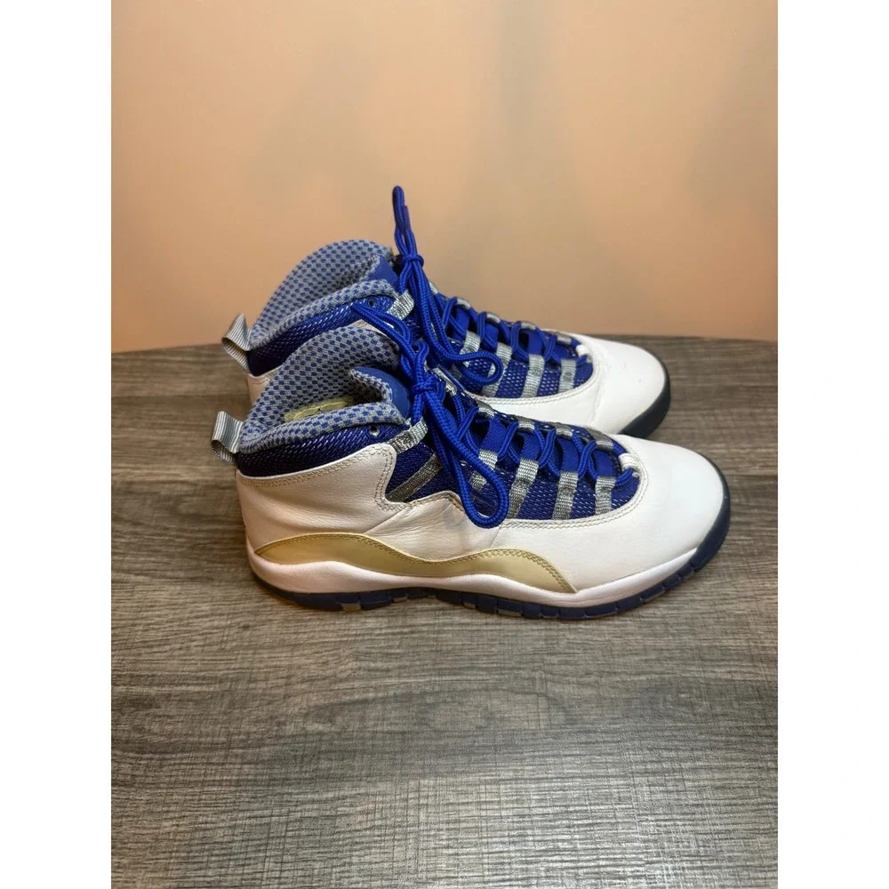 Air Jordan 10 Retro TXT GS Old Royal White Blue Sneakers 487215-107 Kids 6Y